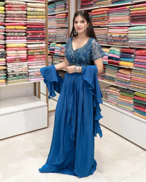 Crop Top with Designer Skirt