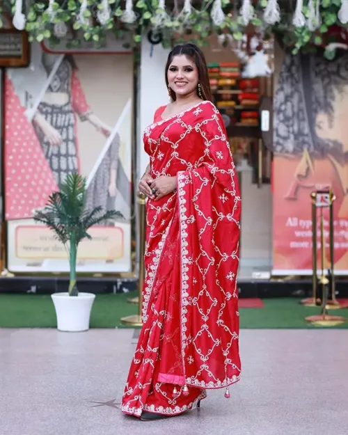 Red Colour Crepe Silk Saree