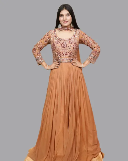 Rest Color Pure Georgette Stone Work Gown
