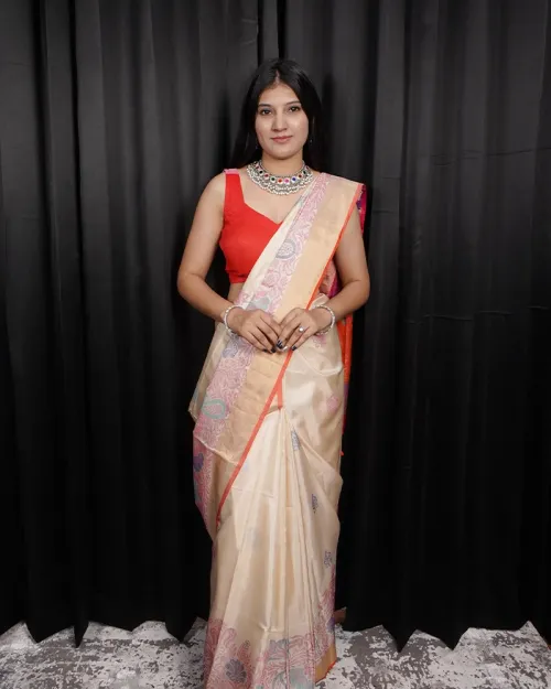 White Coimbatore Design Mysore Silk Saree