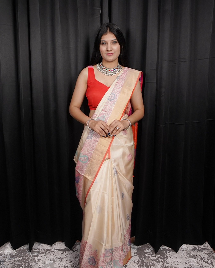 White Coimbatore Design Mysore Silk Saree