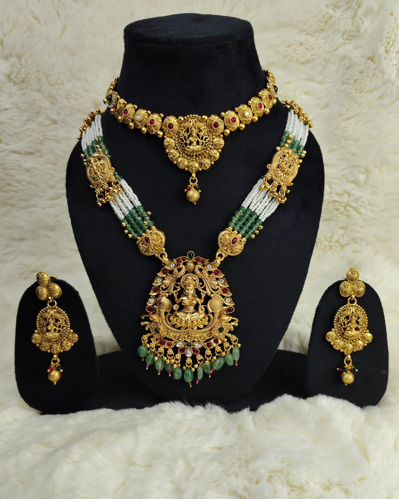 Golden Traditional Temple Jewellery Set