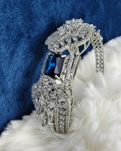 Silver Bracelet with Blue American Diamond