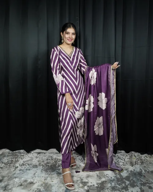 Printed Casual Wear Straight Suit