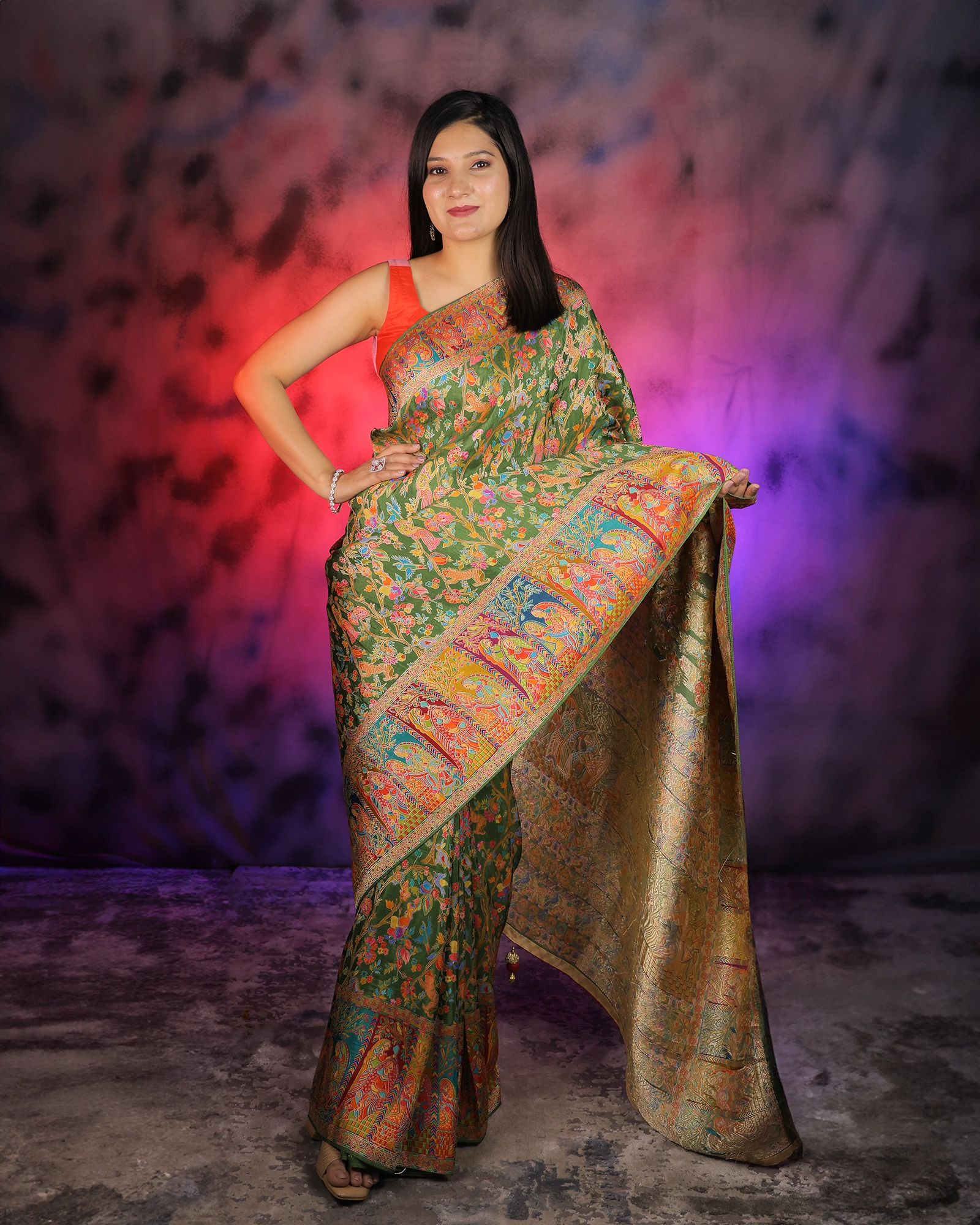 Green Kanjipuram Zari Work Crepe Silk Saree