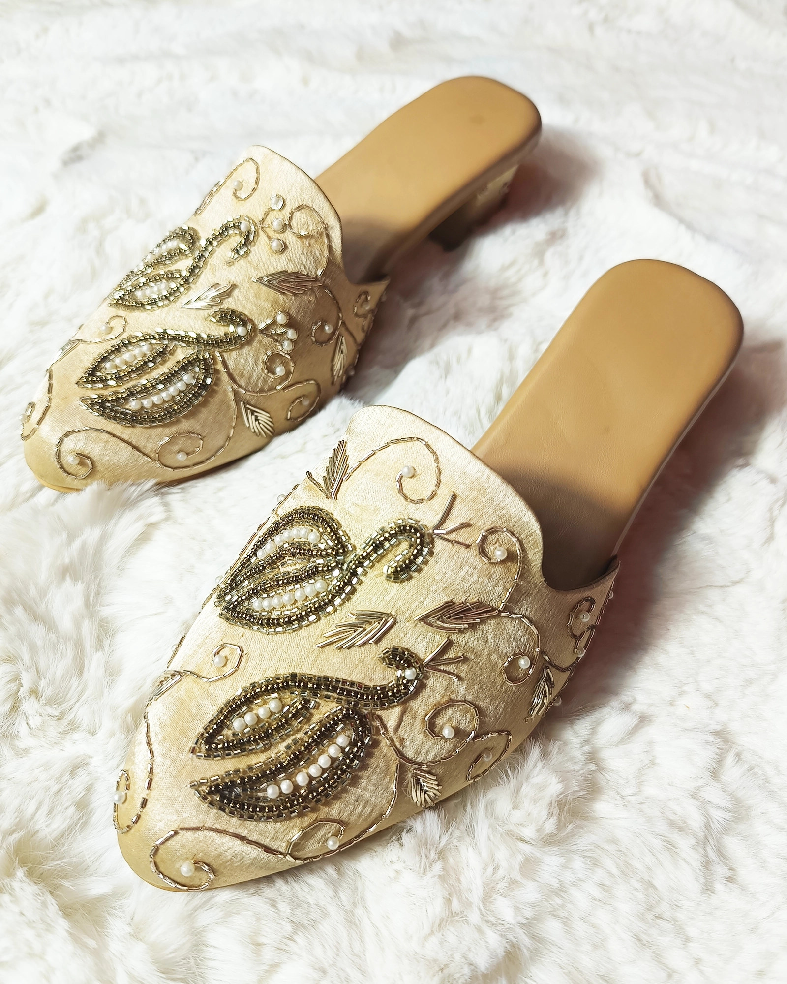 Golden Stone Work Party Wear Sandals