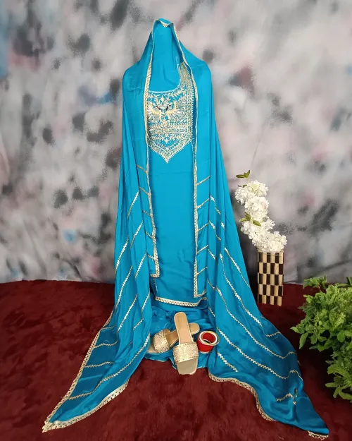 Firozi Stone Work Organza Suit