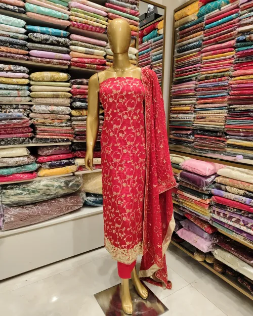 Red Color Stone & Zari Work Suit