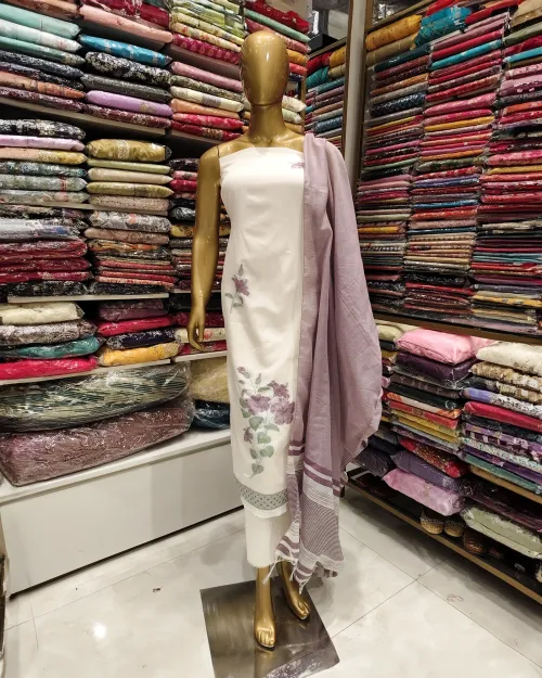 White Cotton Fabric Suit