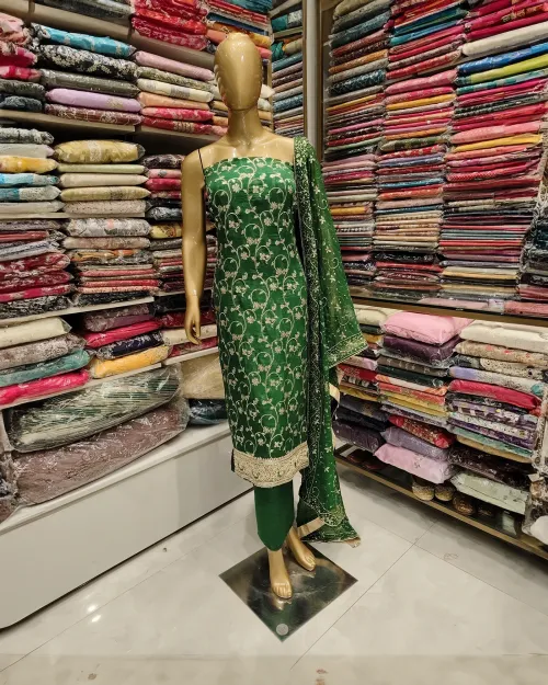 Bottle Green Stone & Zari Work Suit