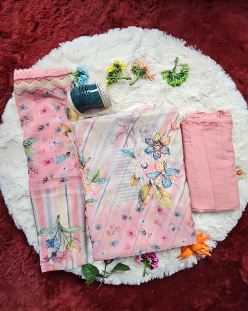 Pink Color Organza Suit