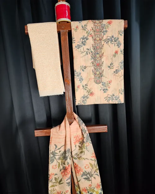 Peach Color Cotton Fabric Suit