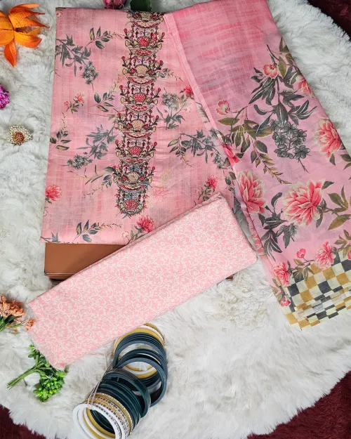 Pink Color Cotton Suit
