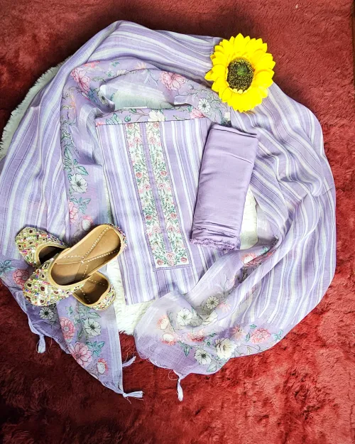 Mauve Cotton Fabric Unstitched Suits