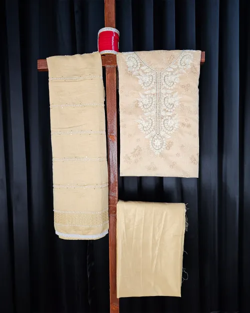 Beige Embroidered Work Suit