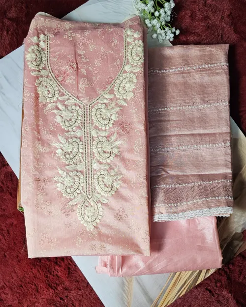 Pink Embroidered Work Casual Wear Suit