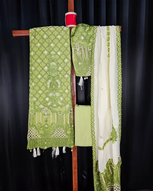 Green Embroidered & Zari Work Suit