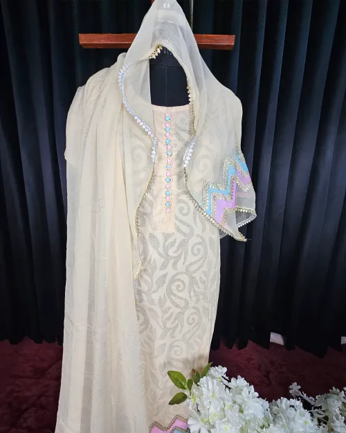 Beige Cotton Casual Wear Suit