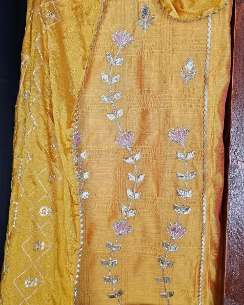 Mustard Gota Patti Work Suit