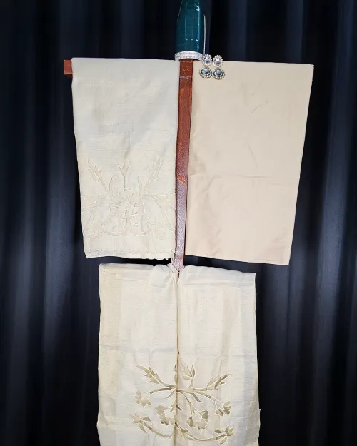 Golden Embroidery Work Chanderi Cotton Suit