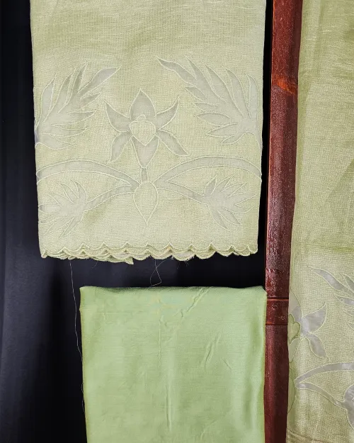 Light Green Embroidery Work Casual Wear Suit