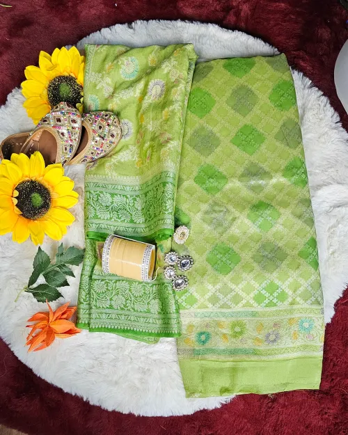 Light Green Zari Work Georgette Suit