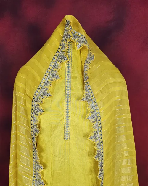 Yellow Silk Party Wear Suit