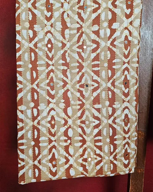 Brown Cotton Unstitched Suit Set