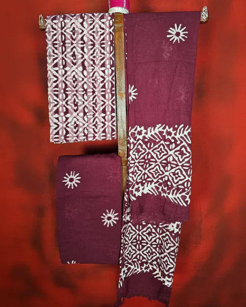 Maroon Color Cotton Salwar Suit Set