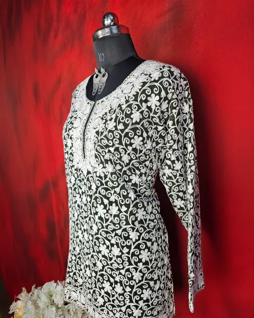 Bottle Cream Readymade Cotton Kurti