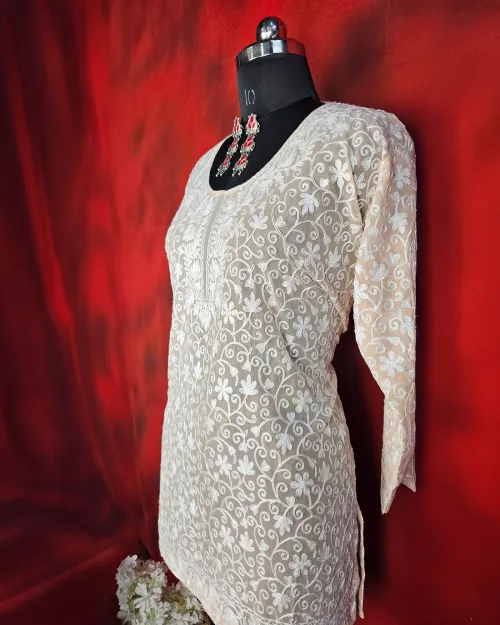 Peach Readymade Cotton Kurti