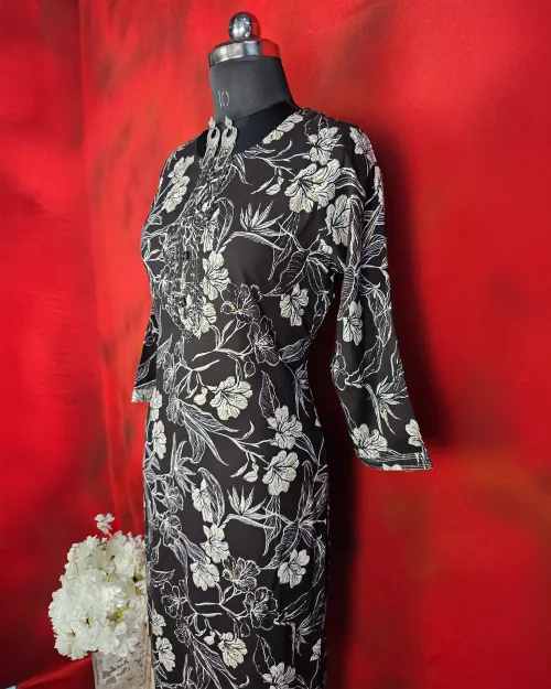 Black Readymade Cotton Kurti