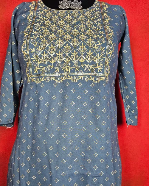 Grey Color Readymade Cotton Kurti