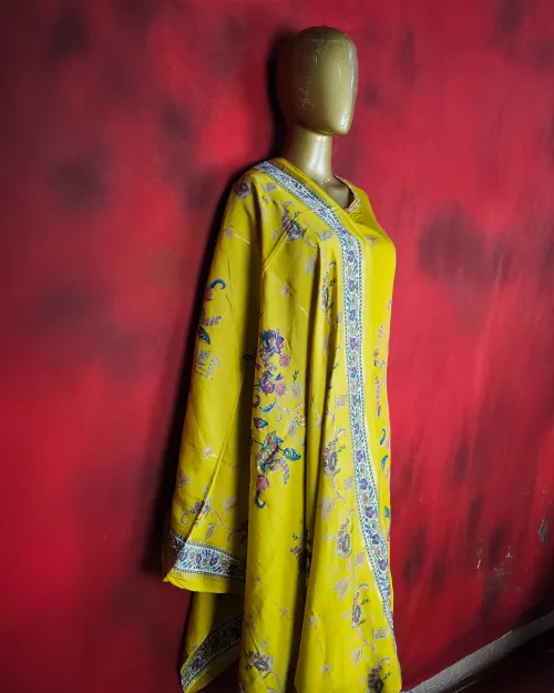 Yellow Readymade Cotton Straight Kurti Set