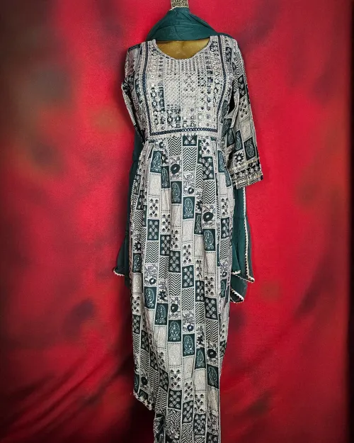 Beige Colour Naira Cut Readymade Cotton Suit Set