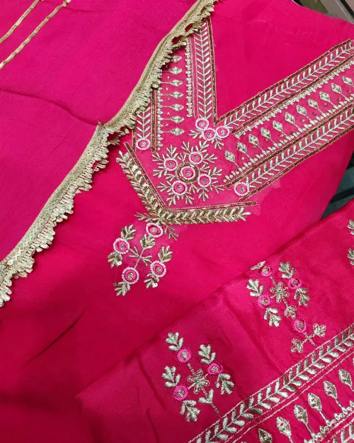 Rani Color Organza Unstitched Salwar Suit Set