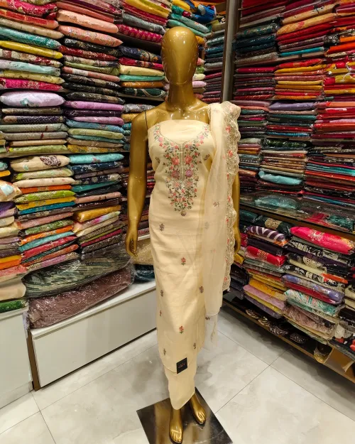 Lemon Cotton Silk Unstitched Salwar Suit Set