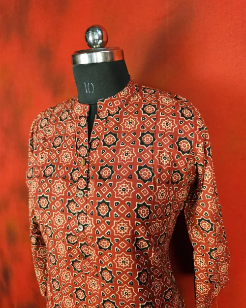 Maroon Readymade Cotton Kurti Set