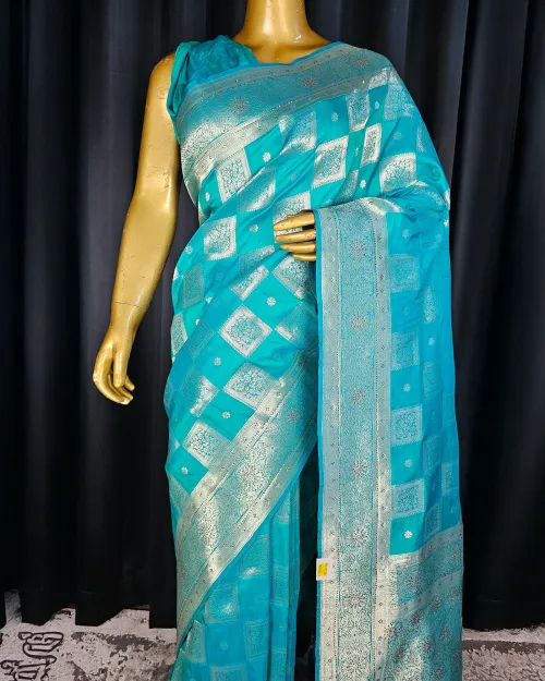Rama Green Zari Work Silk Saree
