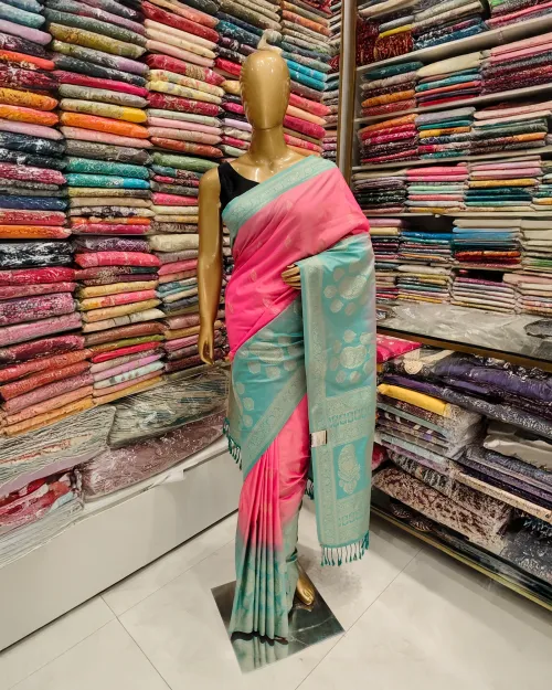 Pink Colour Zari Work Silk Saree