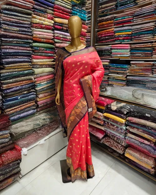 Gajari Red Zari Work Silk Saree
