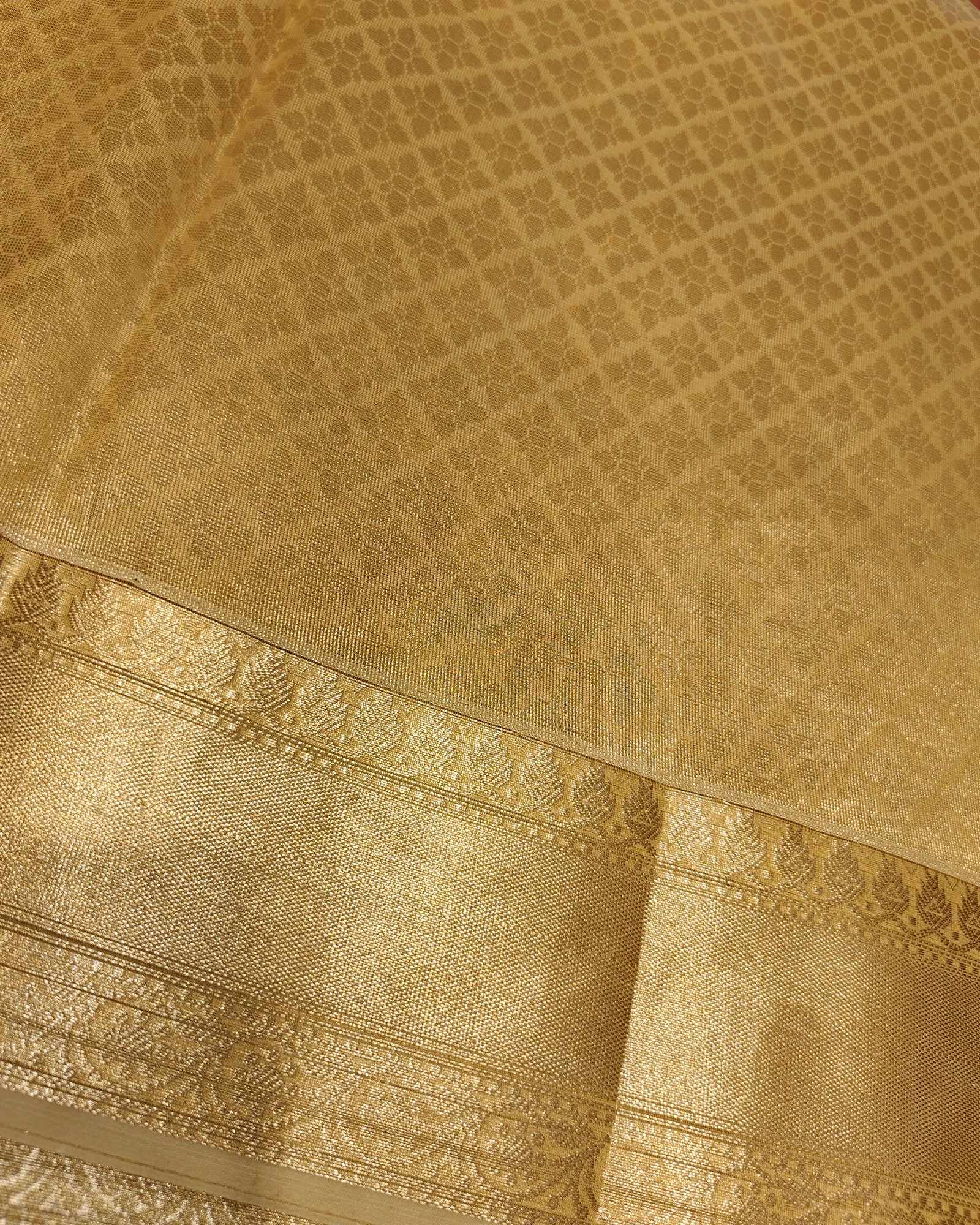 Golden Zari Work Organza Saree