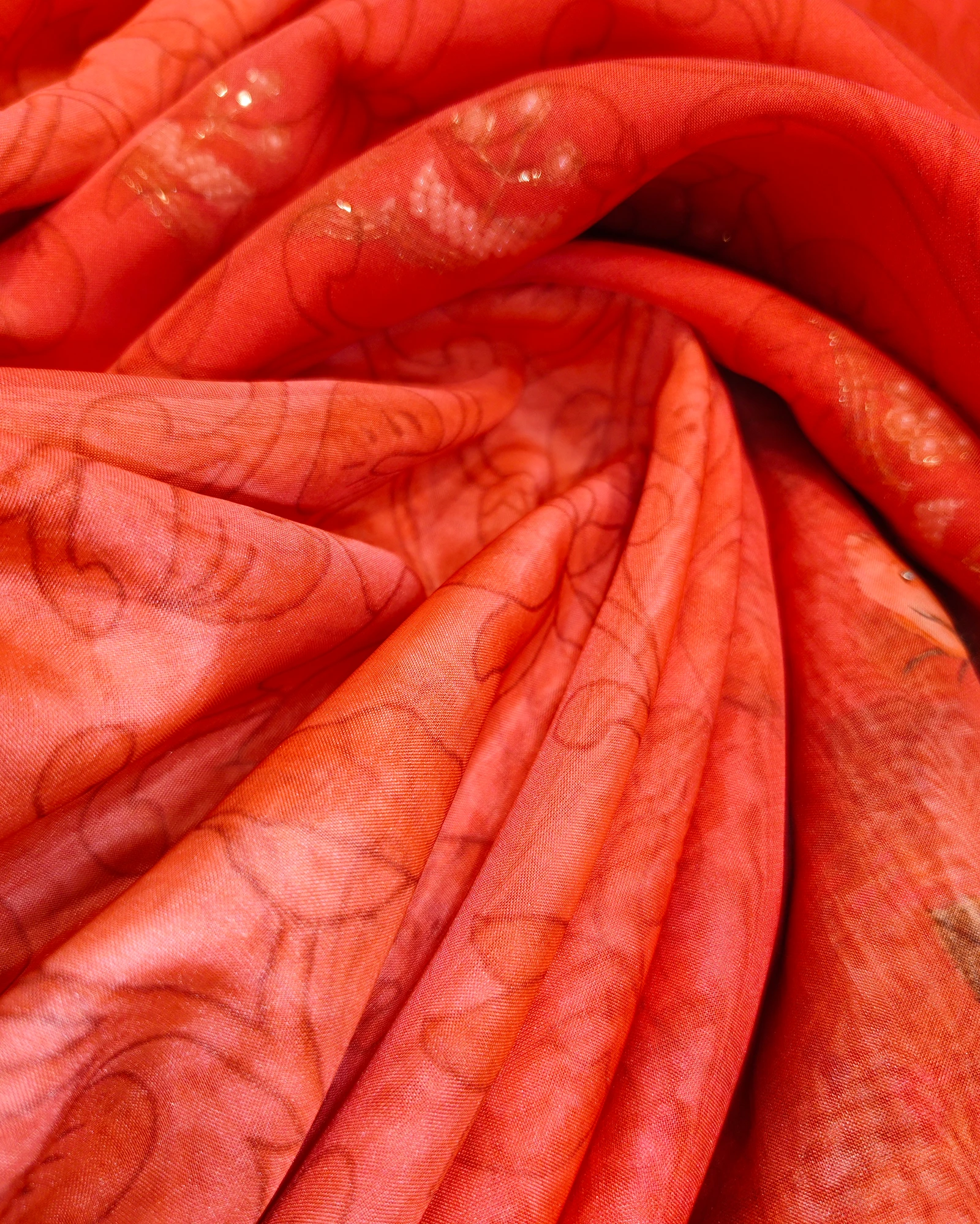 Gajari Red Stone Work Organza Saree