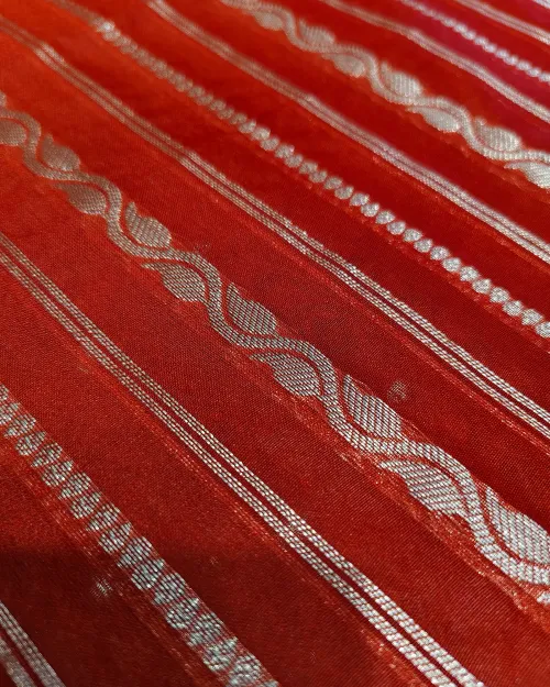 Red Colour Zari Work Organza Silk Saree