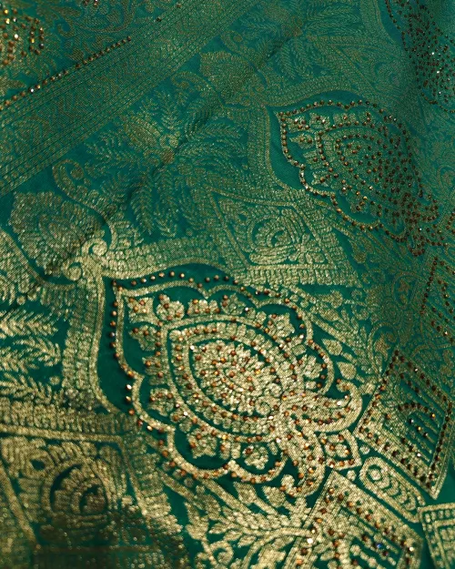 Rama Green Zari Work Silk Saree