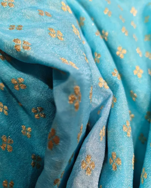 Ice Blue Color Zari Work Dola Silk Saree