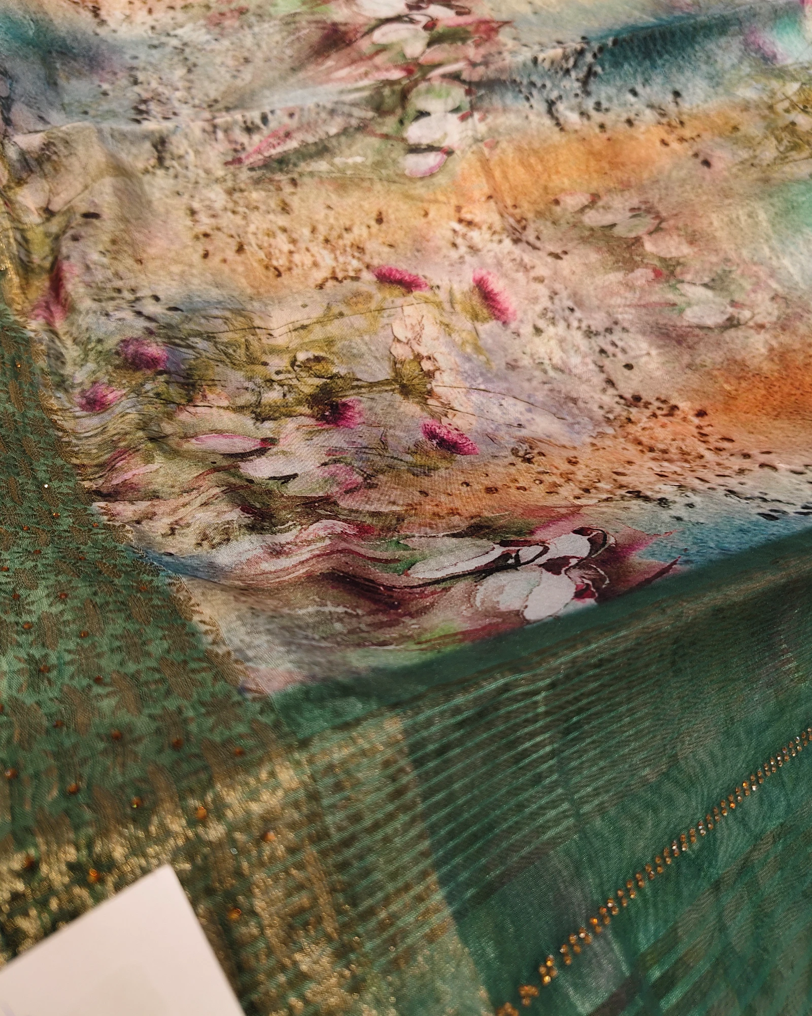 Multi Colour Printed Organza Saree