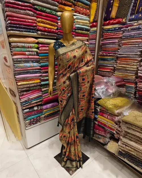 Green Color Printed Crepe Silk Saree
