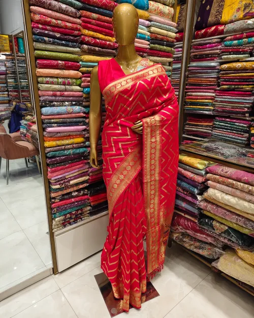 Red Color Zari Work Silk Saree