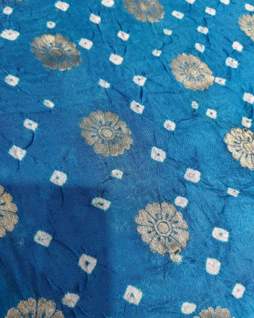 Firozi Color Zari Work Silk Saree